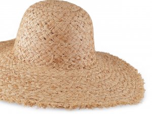 Dámský letní klobouk / slamák k dozdobení s otřepeným okrajem