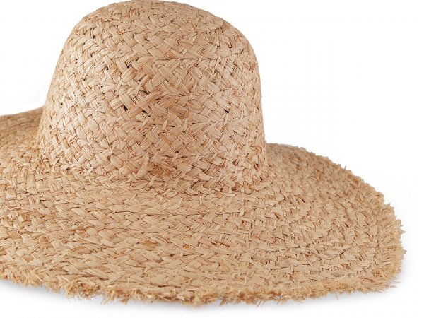 Dámský letní klobouk / slamák k dozdobení s otřepeným okrajem