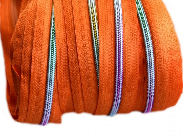 Duhový zip spirálový šíře 5 mm metráž oranžová
