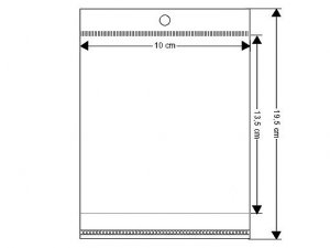 PP sáček s lepicí klopou a závěsem 10x13,5 cm