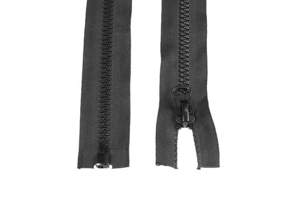 Kostěný zip šíře 8 mm délka 75 cm (bundový) černý