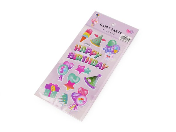 Samolepky plastické - narozeninové Happy Birthday