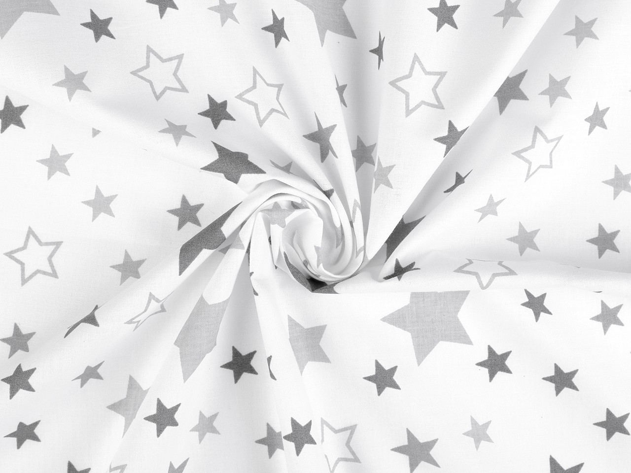 Bavlněná látka / plátno hvězdy, barva 11 (367) bílá šedá