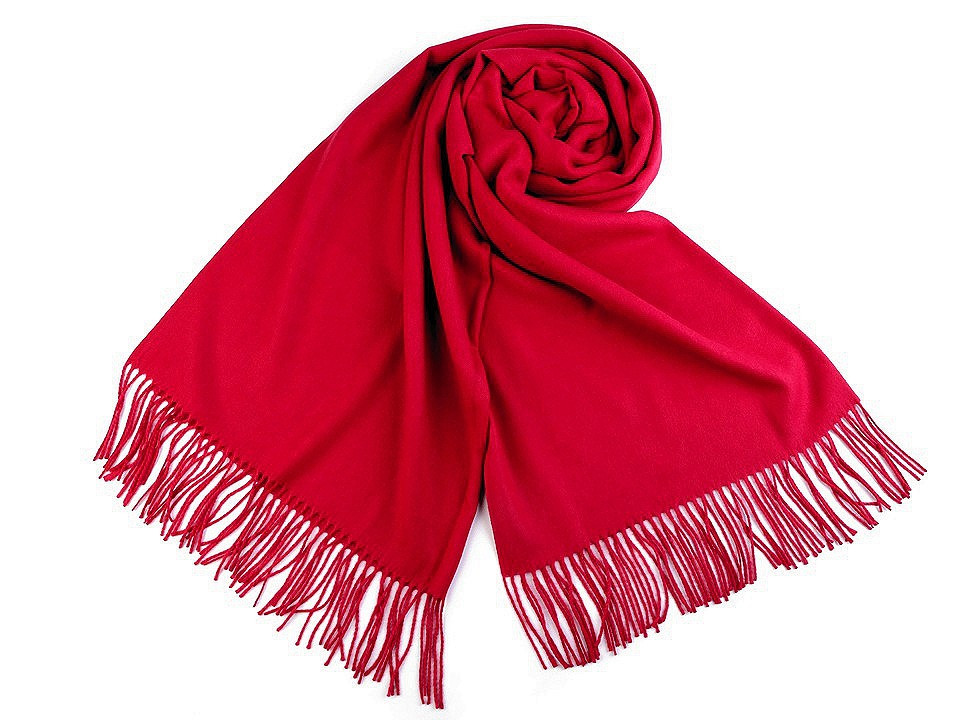 Šátek / šála typu pashmina s třásněmi 65x180 cm, barva 4 (01) růžová malinová