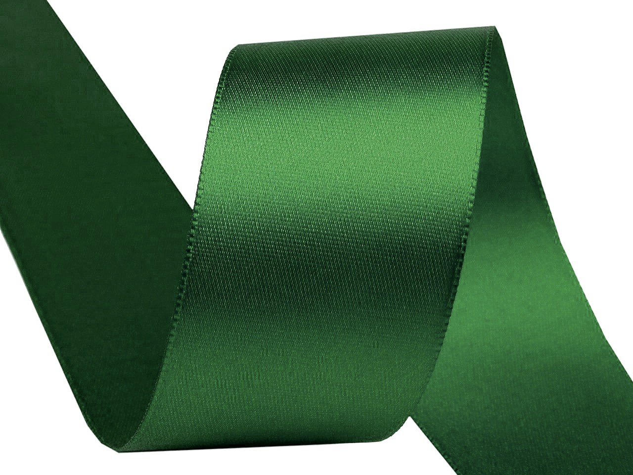 Atlasová stuha oboulící šíře 40 mm, barva 315 zelená tmavá
