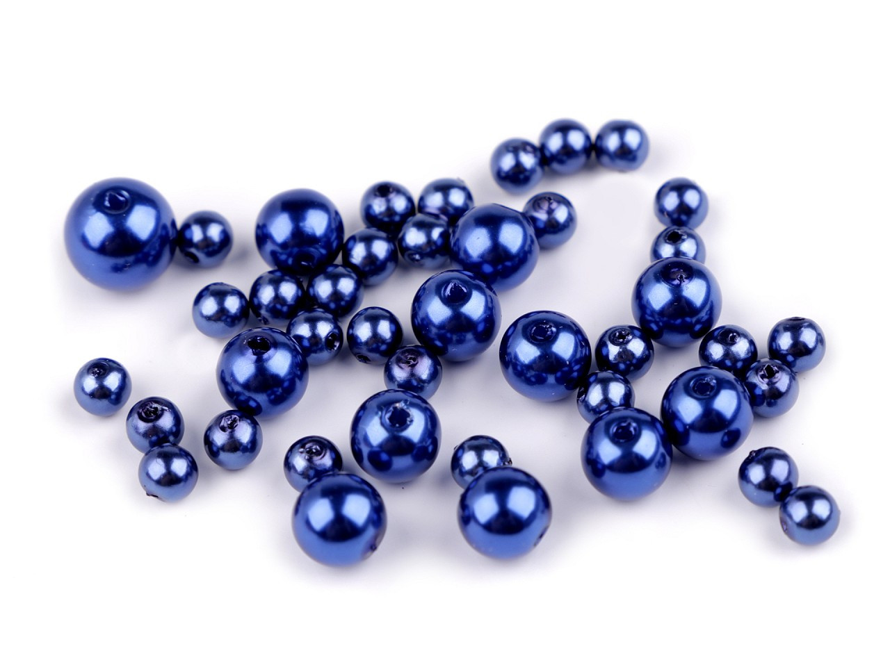 Plastové voskové korálky / perly Glance mix velikostí, barva F59 modrá berlínská