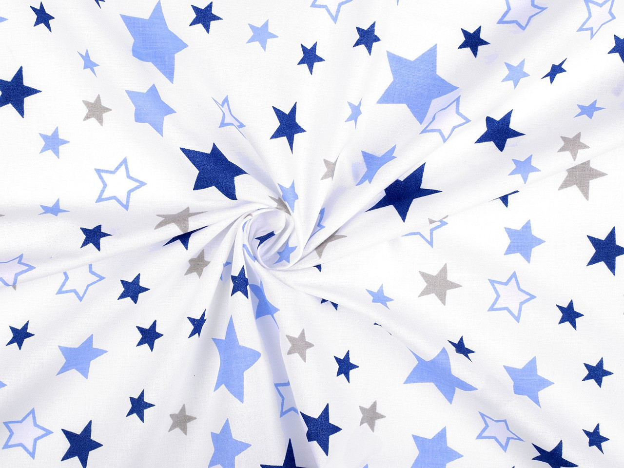 Bavlněná látka / plátno hvězdy, barva 13 (365) bílá modrá