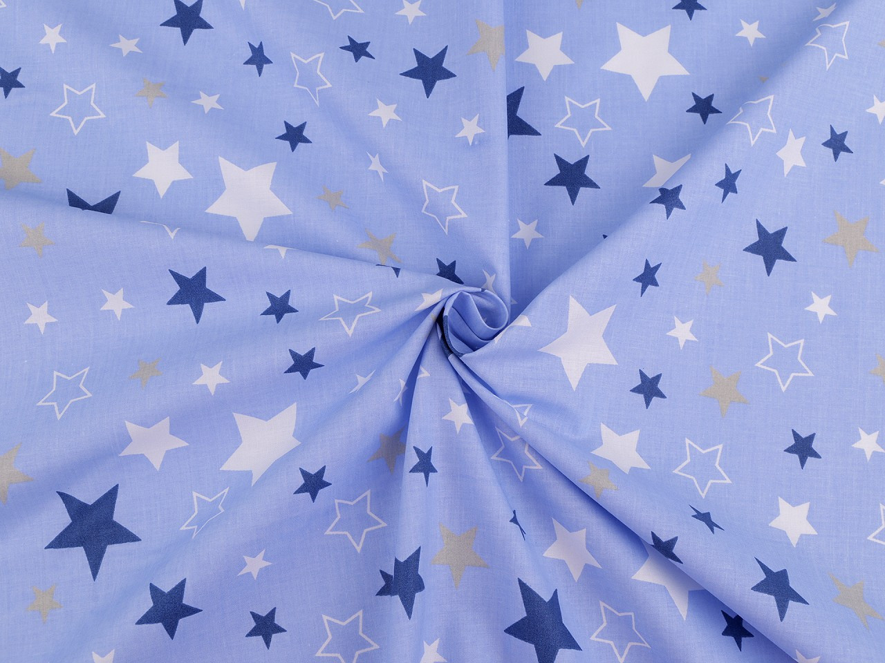 Bavlněná látka / plátno hvězdy, barva 6 (364) modrá nebeská