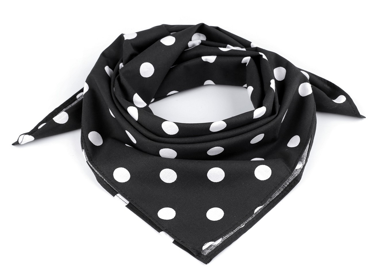 Bavlněný šátek s puntíky 65x65 cm, barva 55 (079) černá bílá