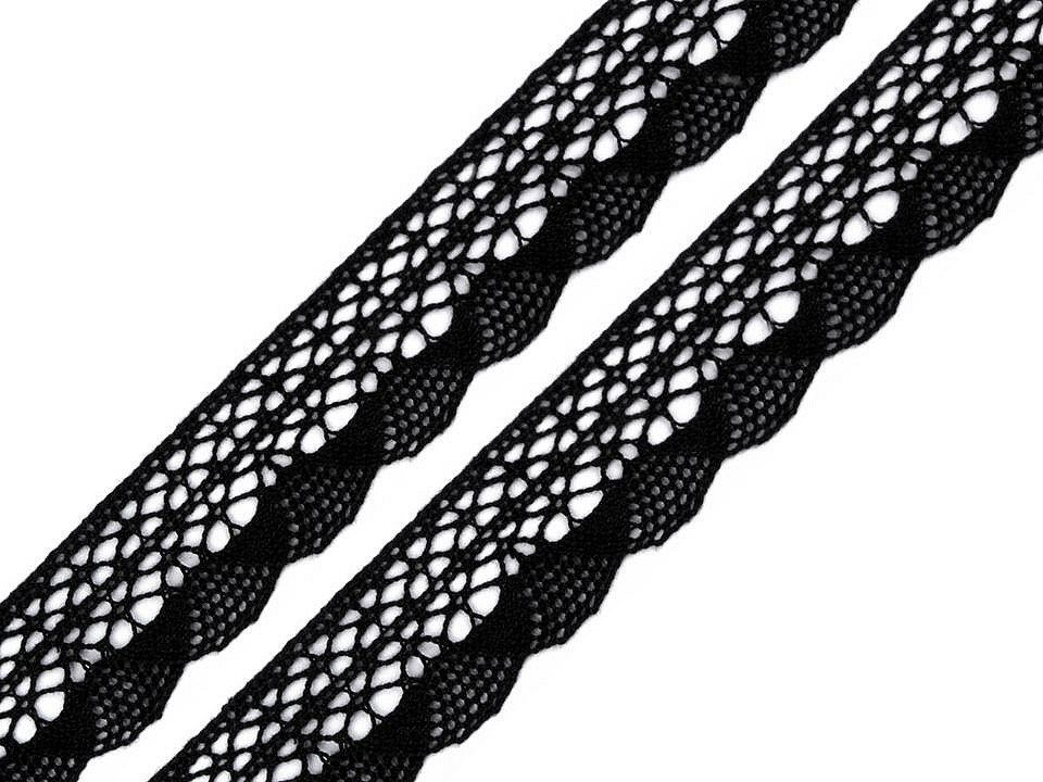 Bavlněná krajka šíře 32 mm paličkovaná, barva 1 (6100) černá