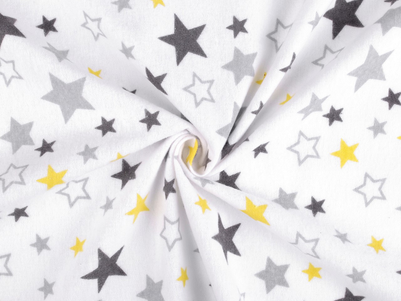 Bavlněný flanel hvězdy, barva 1 (375) bílá žlutá