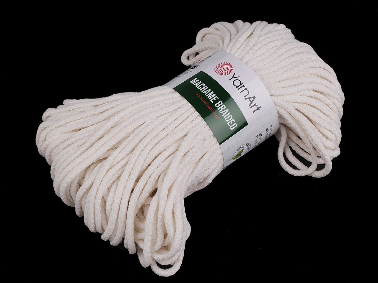 Pletací příze Macrame Braided 250 g, barva 1 (752) krémová nejsvět.