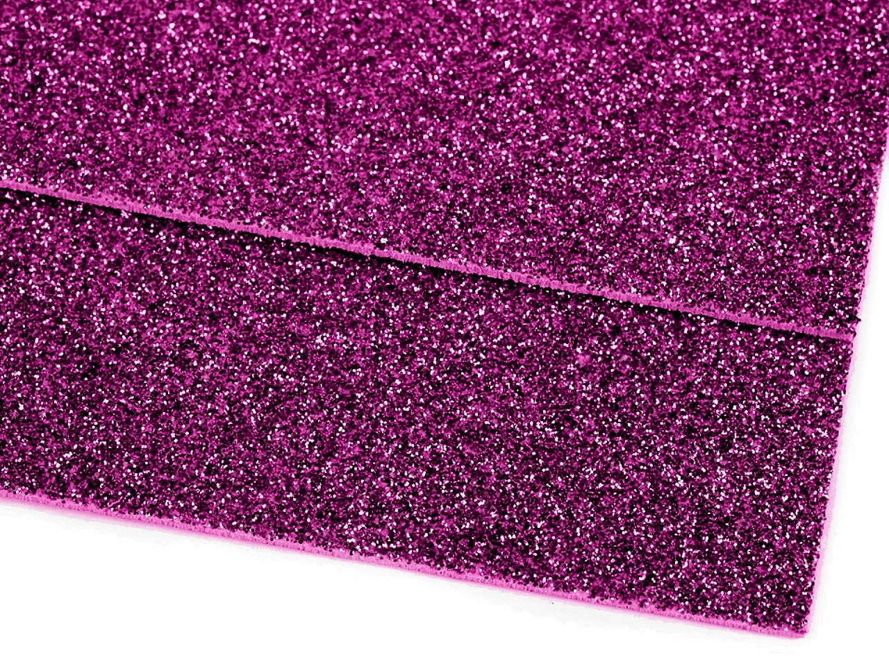Pěnová guma Moosgummi s glitry 20x30 cm, barva 16 fialovorůžová
