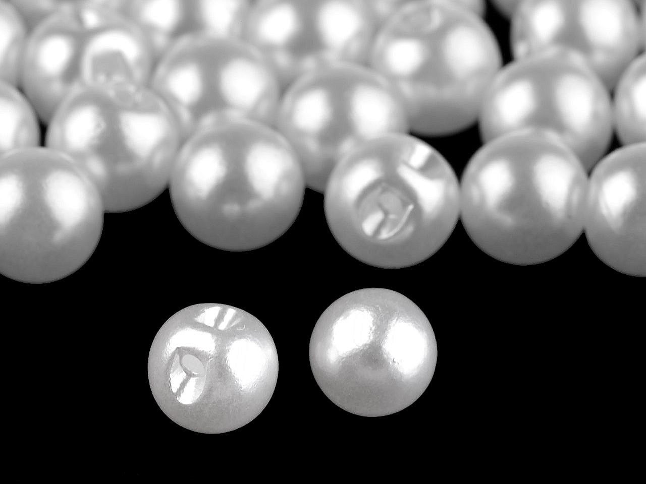 Perla k našití / knoflík Ø8 mm, barva 1 bílá perleť
