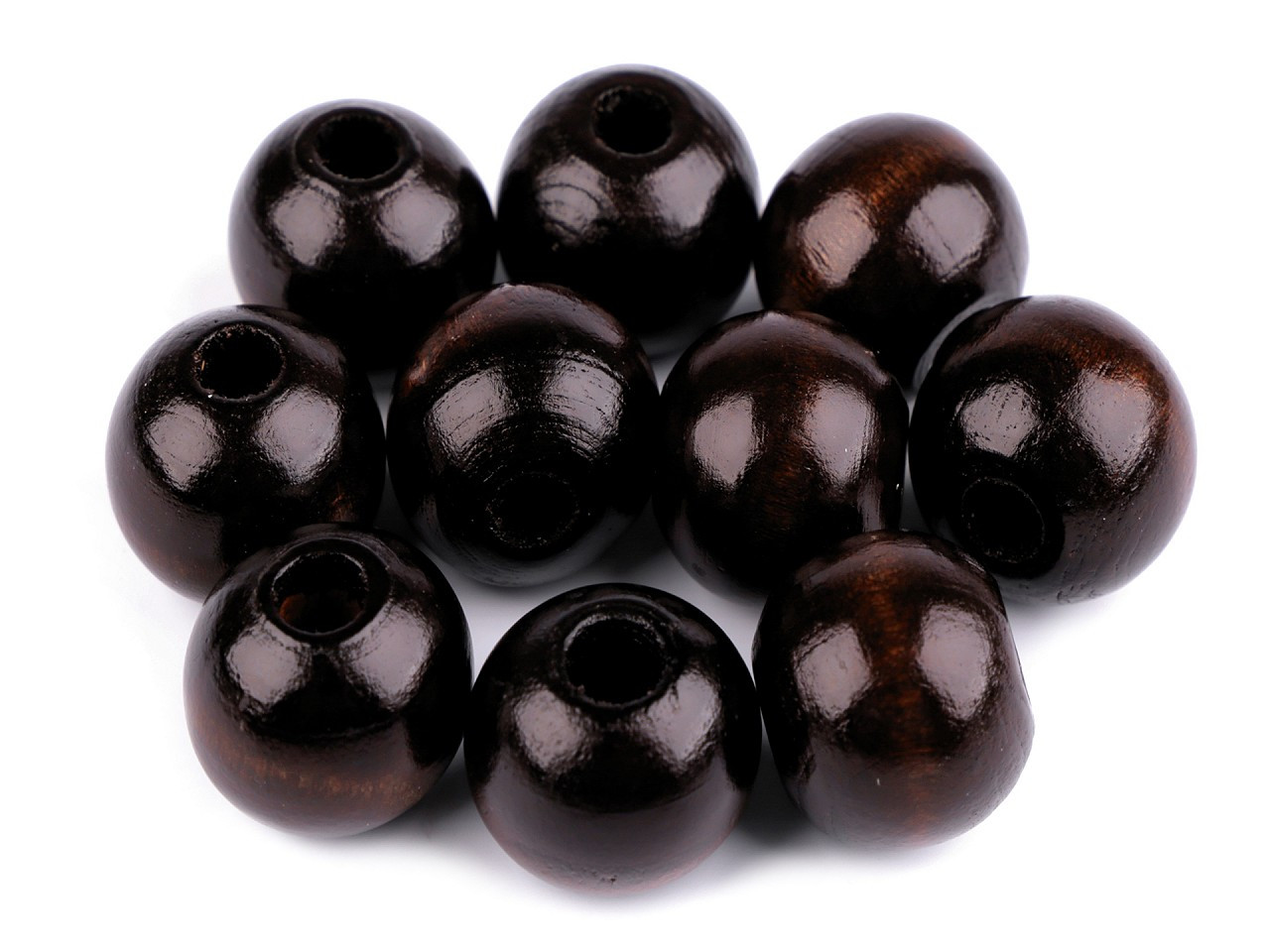 Dřevěné korálky Ø22-25 mm, barva 6 (Ø22-25 mm) hnědá kávová