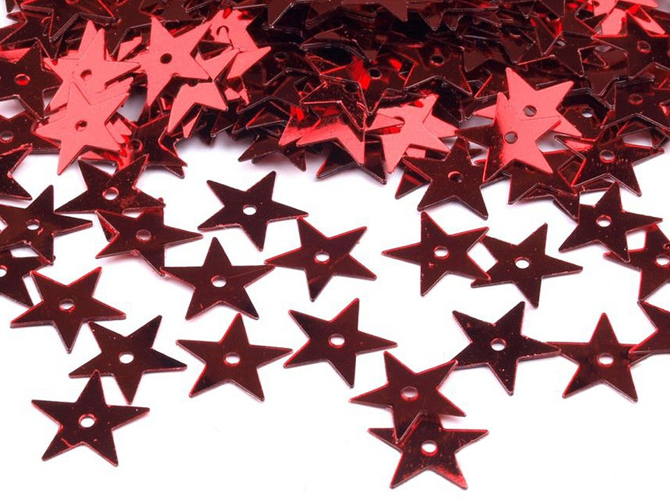 Flitry Ø13 mm hvězdy, barva 3 červená jahoda