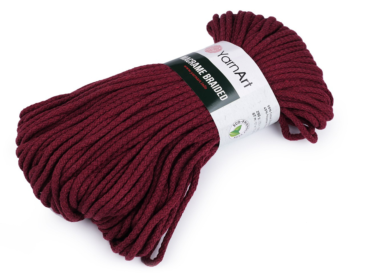 Pletací příze Macrame Braided 250 g, barva 5 (781) bordó