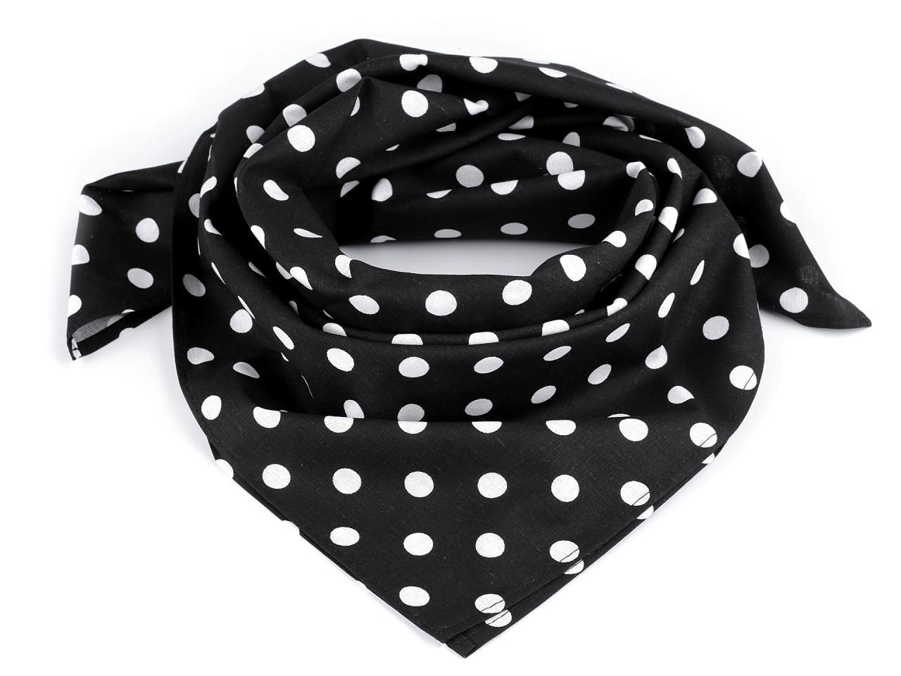Bavlněný šátek s puntíky 65x65 cm, barva 54 (073) černá