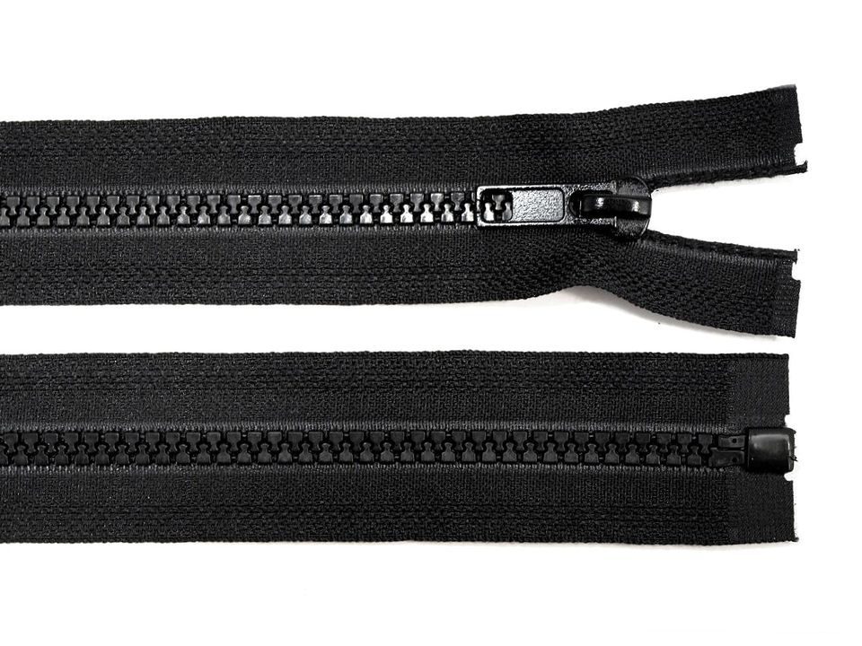 Kostěný zip šíře 5 mm délka 55 cm (bundový) černý, barva Černá