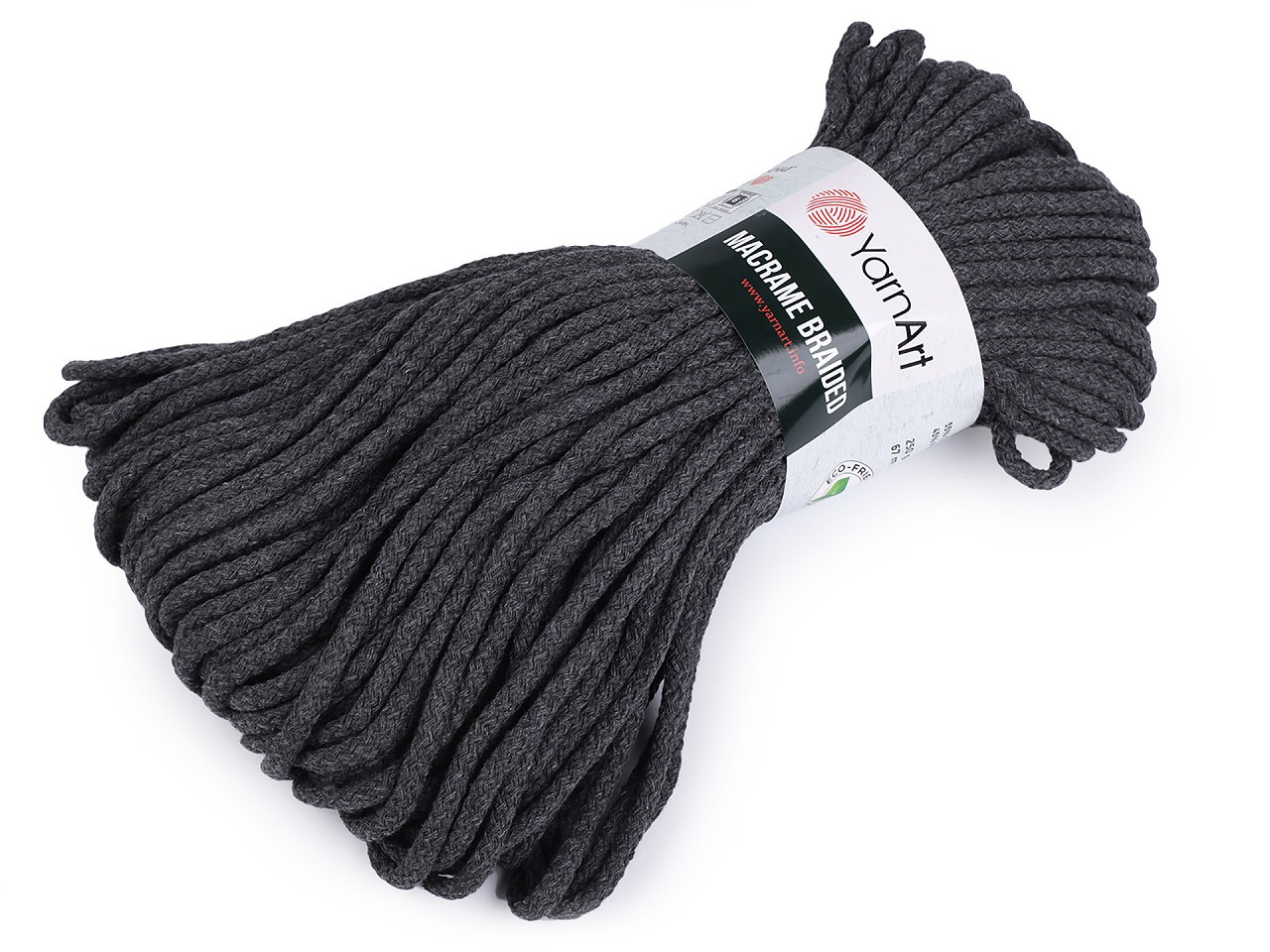 Pletací příze Macrame Braided 250 g, barva 12 (758) šedá tmavá