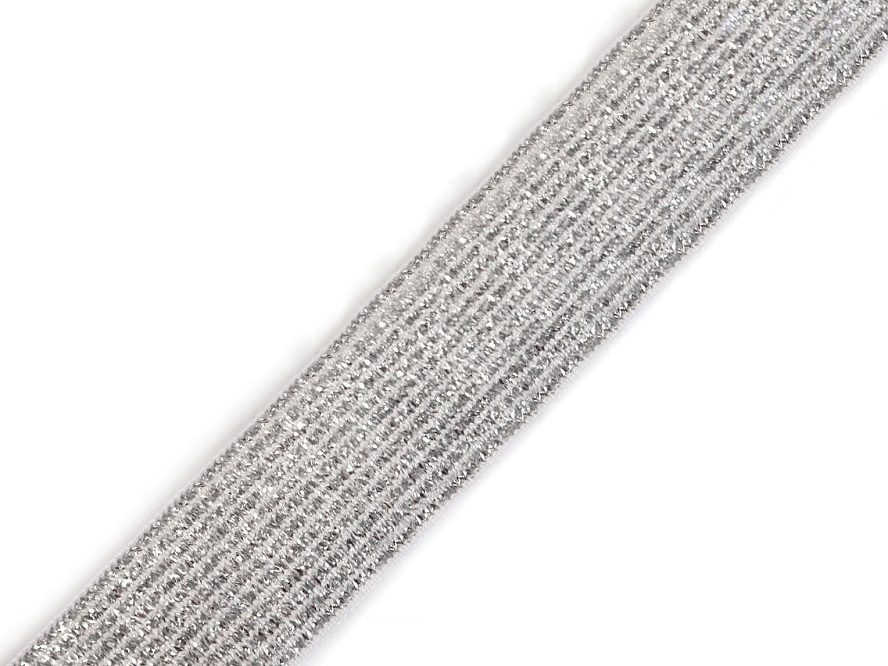 Pruženka šíře 20 mm s lurexem, barva 1 bílá stříbrná