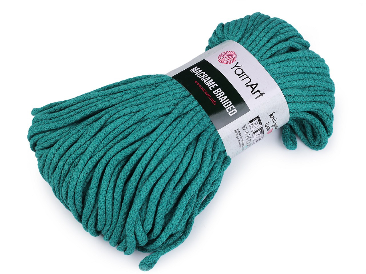 Pletací příze Macrame Braided 250 g, barva 8 (783) zelený tyrkys