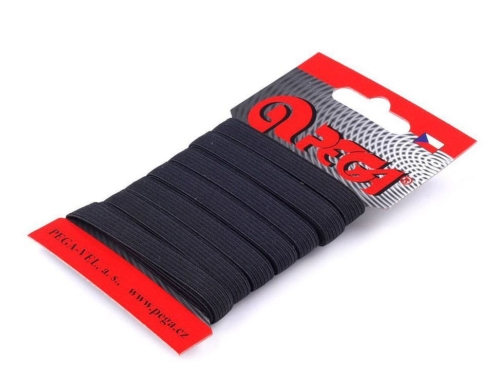 Prádlová pruženka na kartě šíře 8 mm, barva černá
