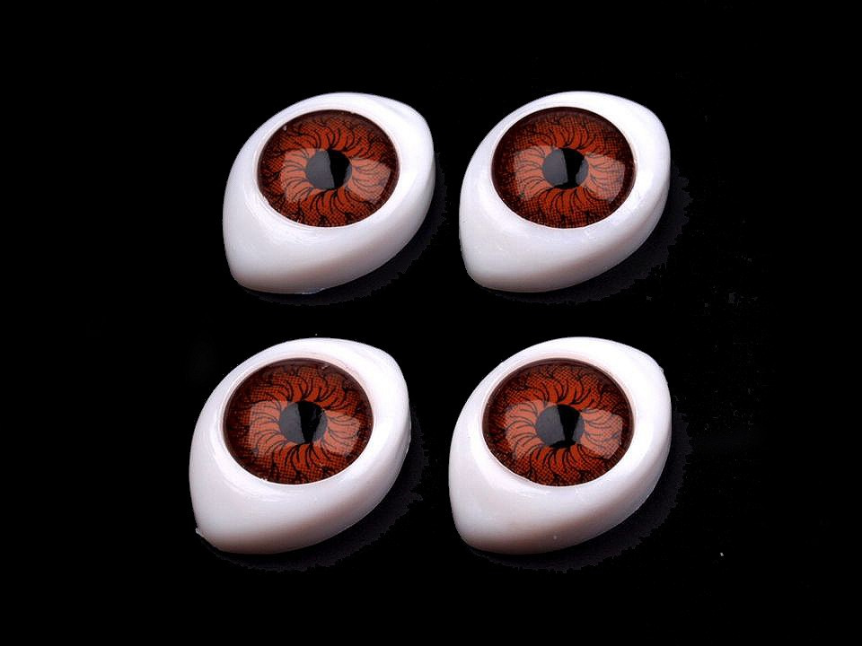 Plastové oči k nalepení 12x17mm, barva 2 hnědá