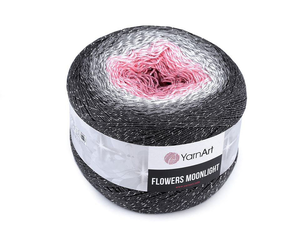 Pletací příze Flowers Moonlight 260 g, barva 1 (3279) růžová střední šedá