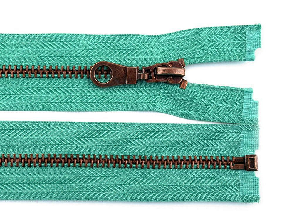 Staromosazný zip No 5 délka 70 cm bundový, barva 255 emerald