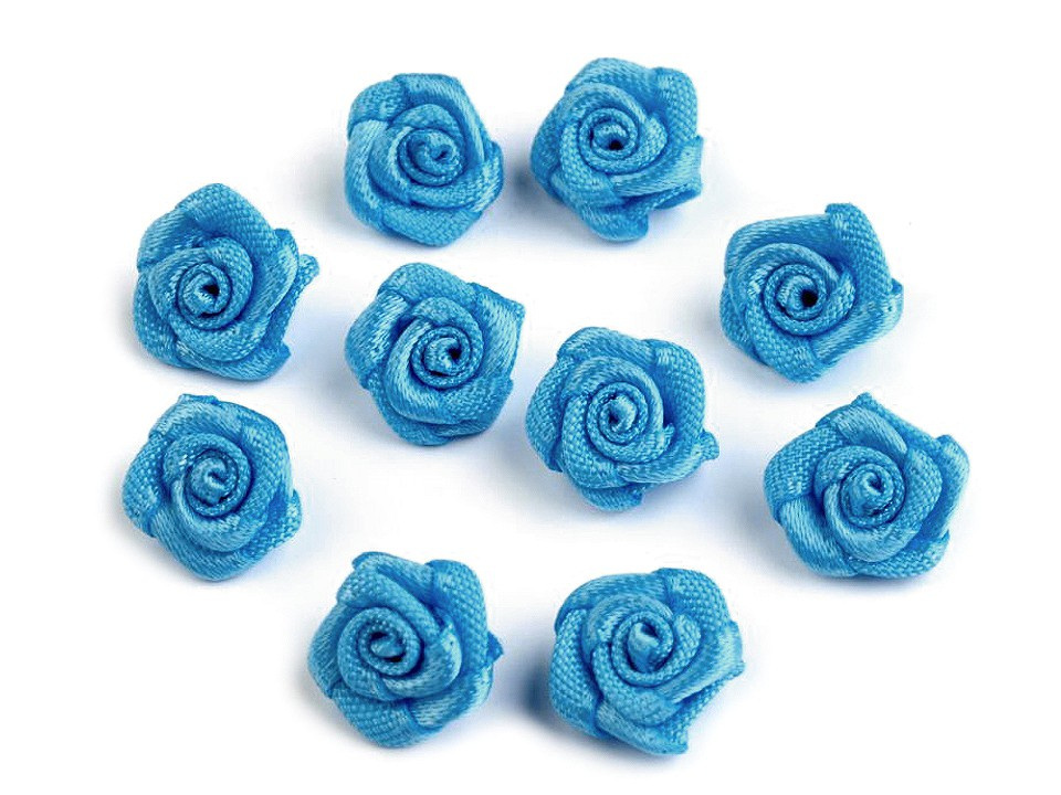 Saténová růže Ø10 mm, barva 13 modrá