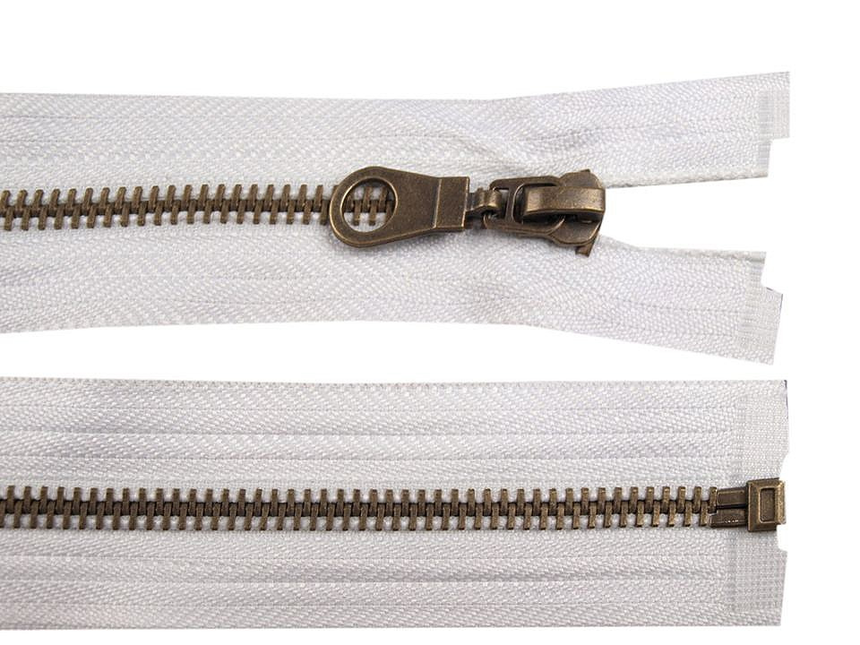 Staromosazný zip No 5 délka 70 cm bundový, barva 101 White