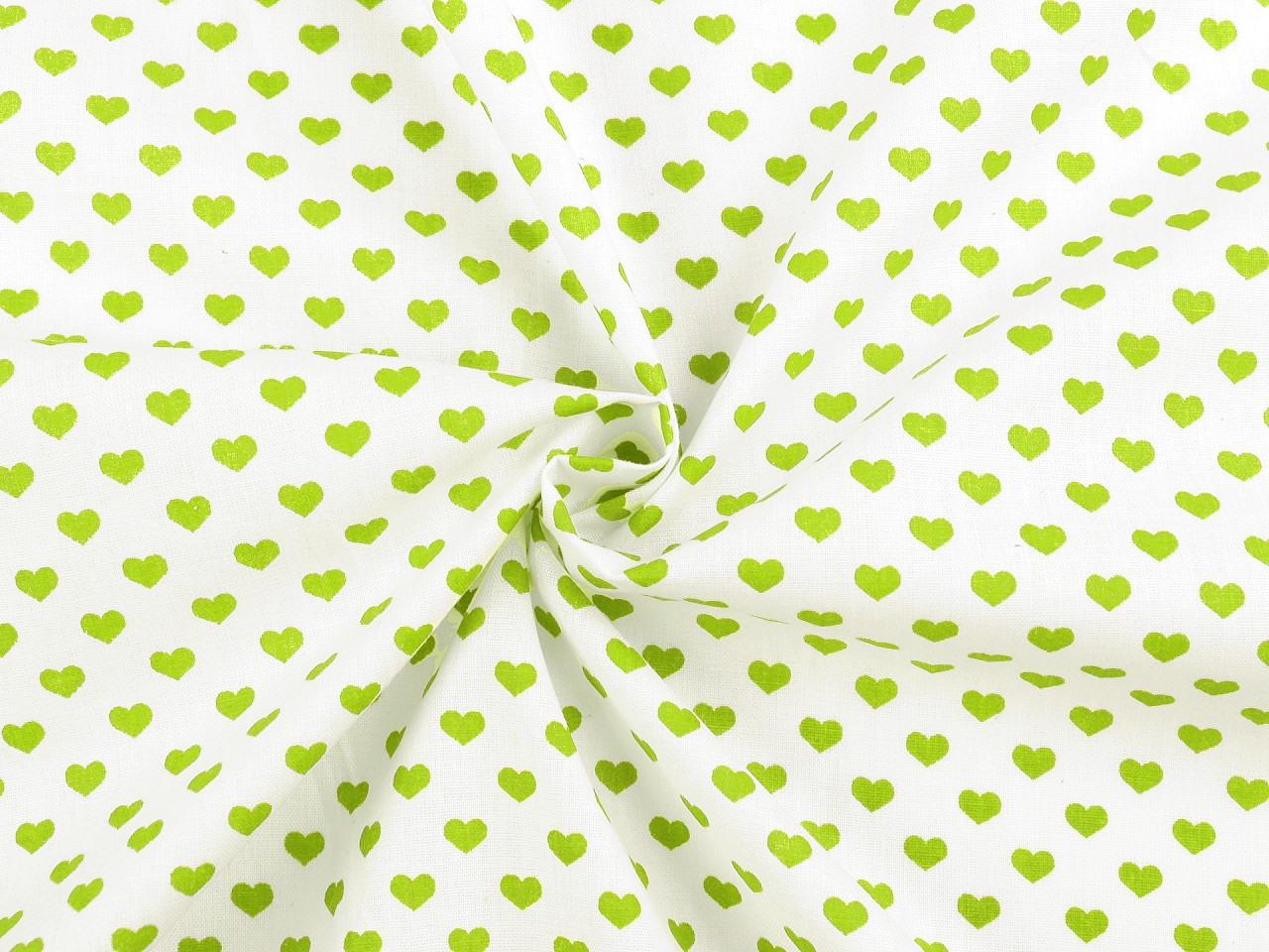 Bavlněná látka / plátno srdce, barva 14 bílá zelená