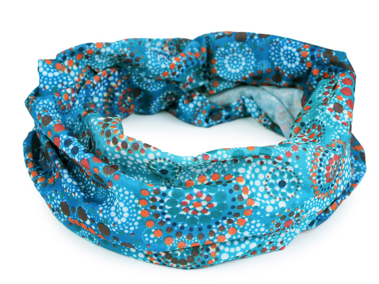 Multifunkční šátek pružný, bezešvý mandala, barva 3 modrá tyrkys