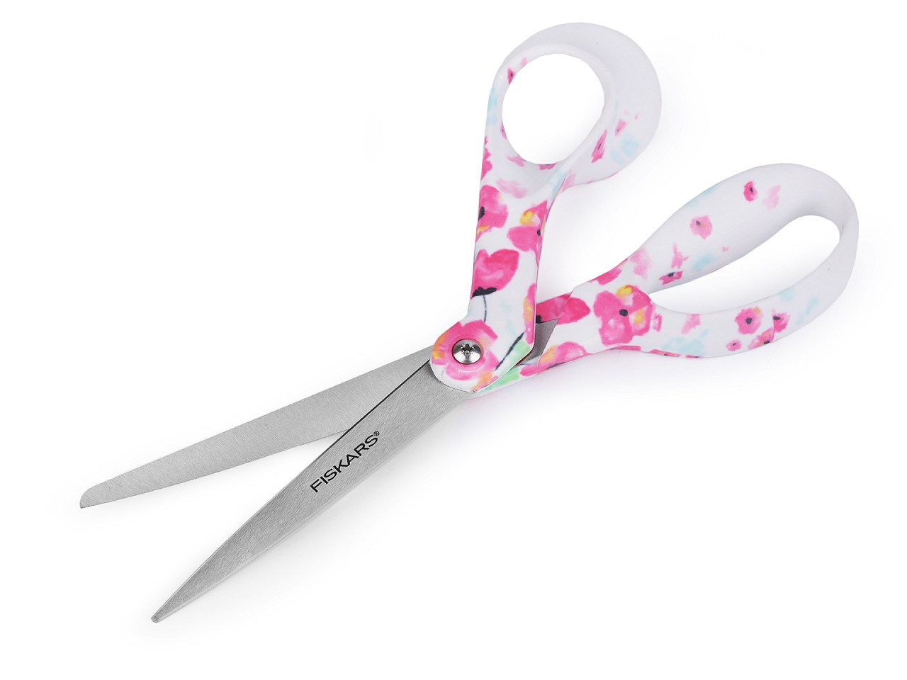 Nůžky univerzální Fiskars délka 21 cm, barva 2 bílá růžová