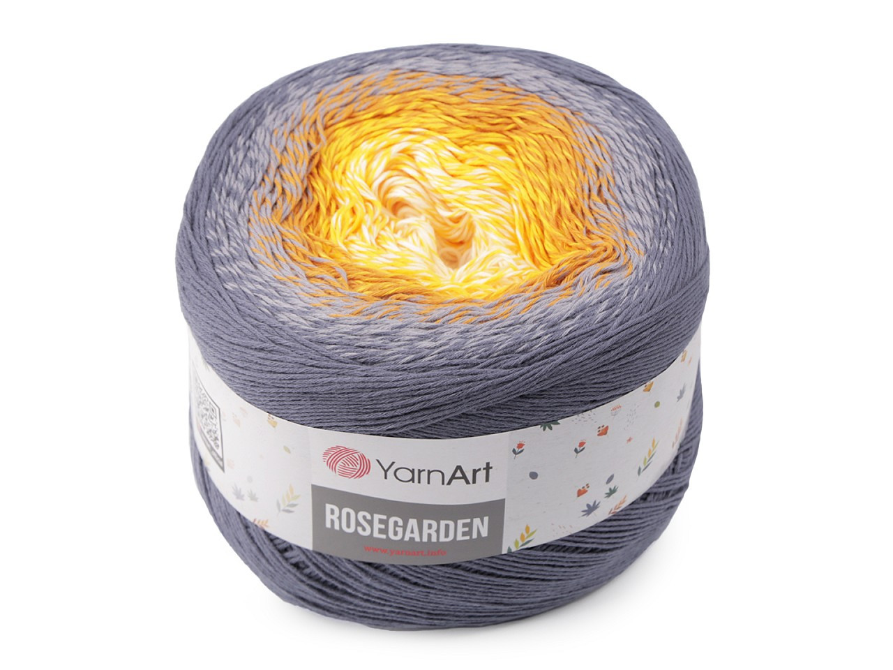 Bavlněná pletací příze Rosegarden 250 g, barva 10 (326) šedá žlutá