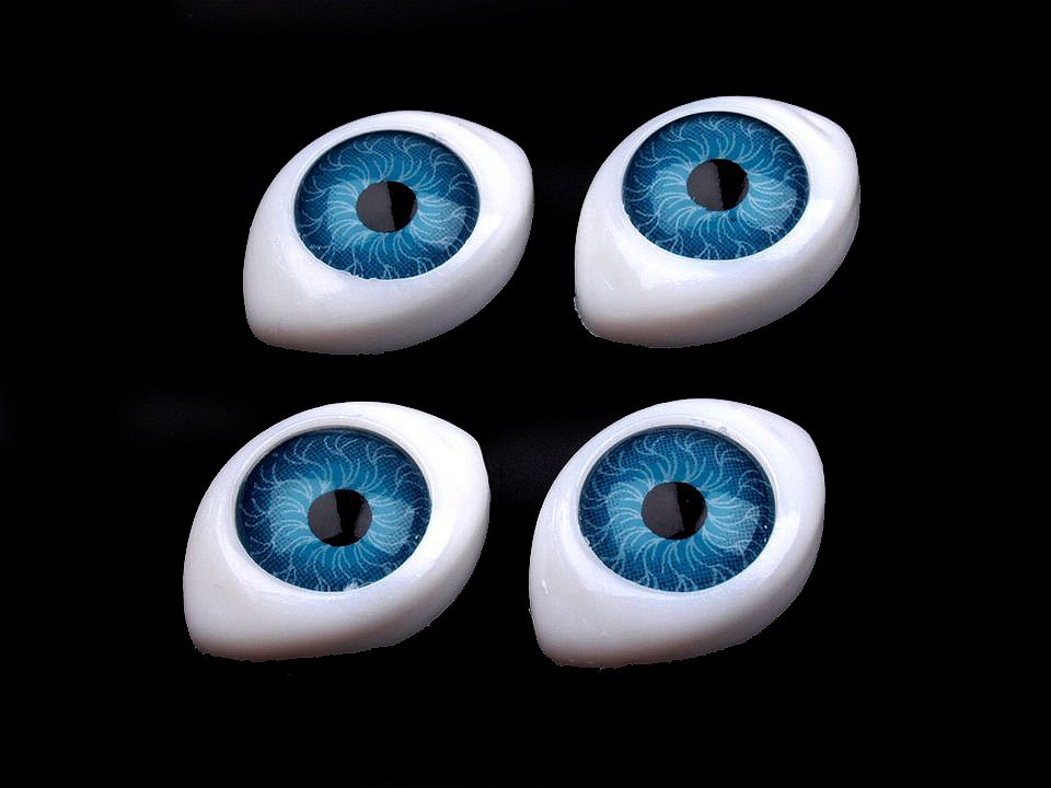 Plastové oči k nalepení 12x17mm, barva 1 modrá