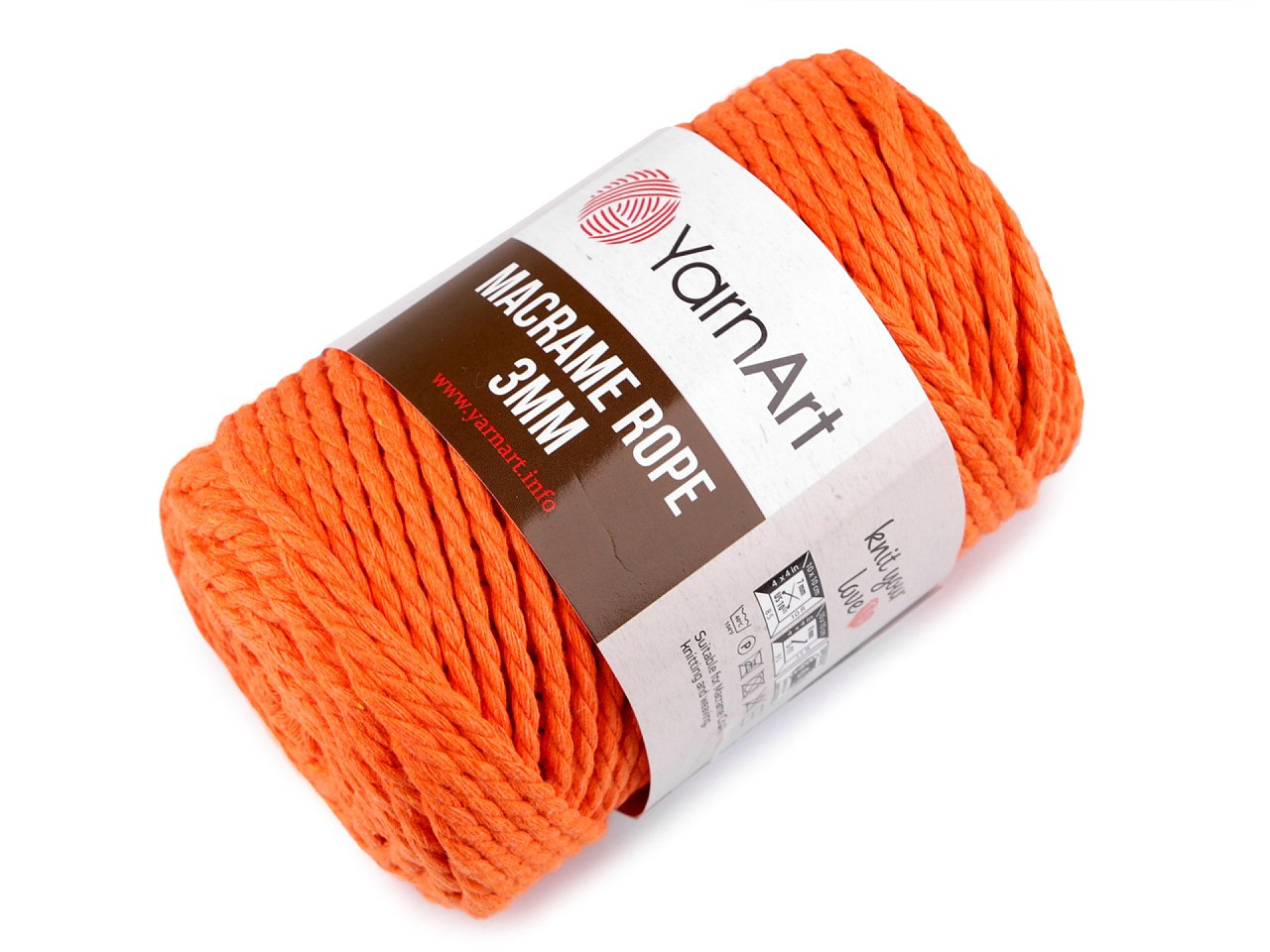 Pletací příze Macrame Rope 3 mm 250 g, barva 15 (770) oranžová