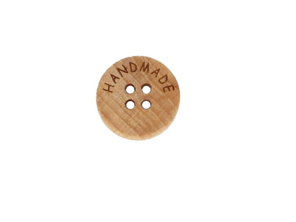 Knoflík dřevěný handmade čtyřdírkový vel. 36 - průměr 22,9 mm, barva Přírodní