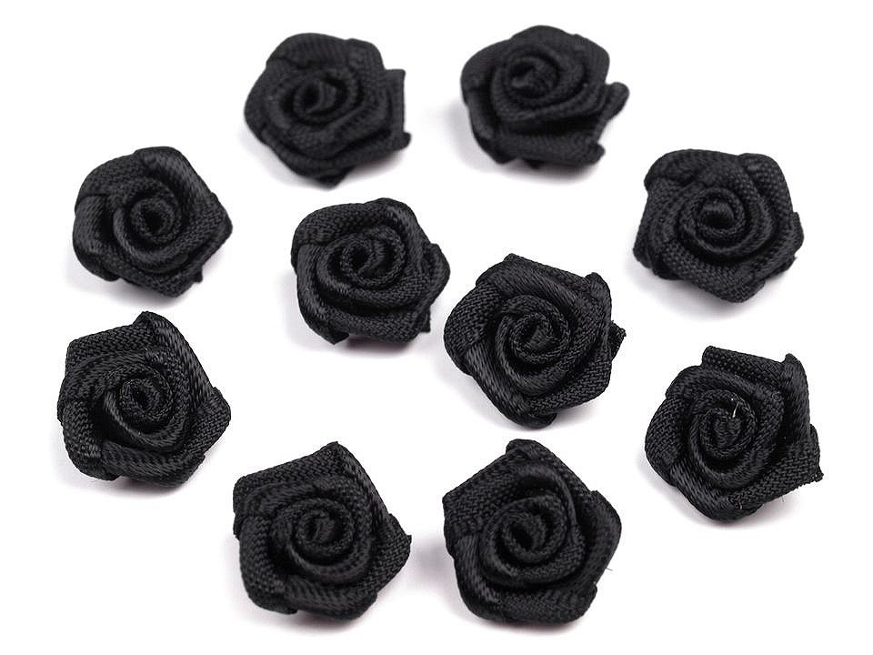 Saténová růže Ø10 mm, barva 11 černá
