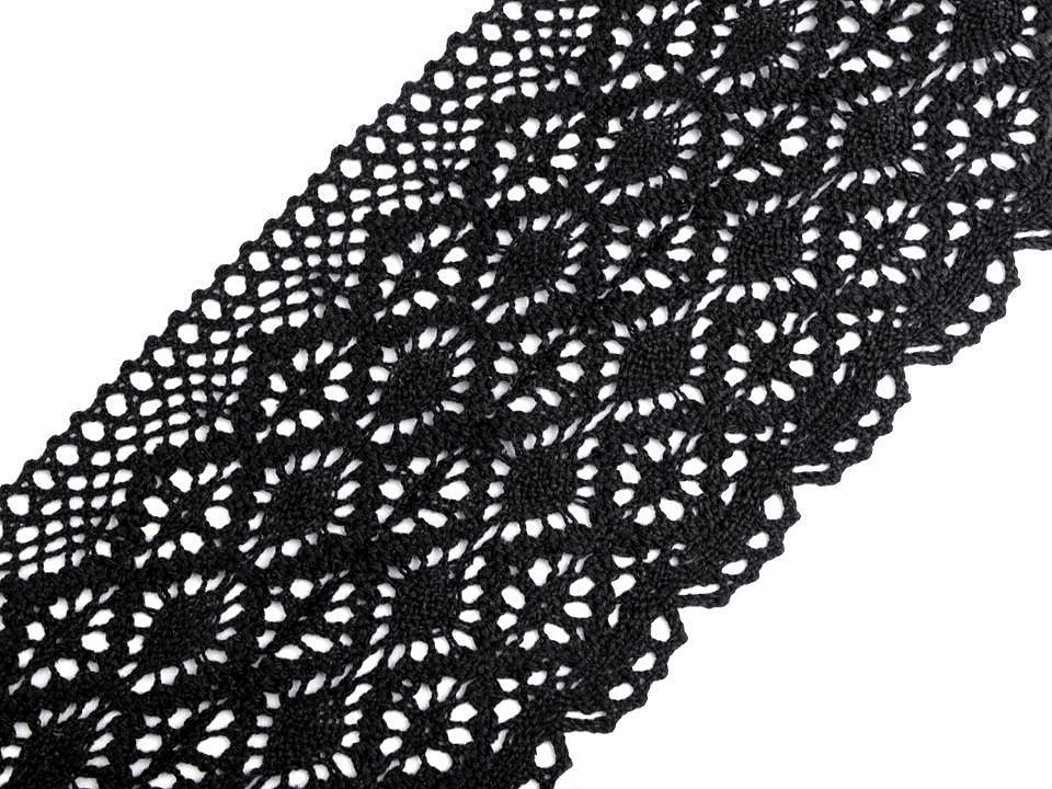 Bavlněná krajka paličkovaná šíře 11-12 cm, barva 4 černá
