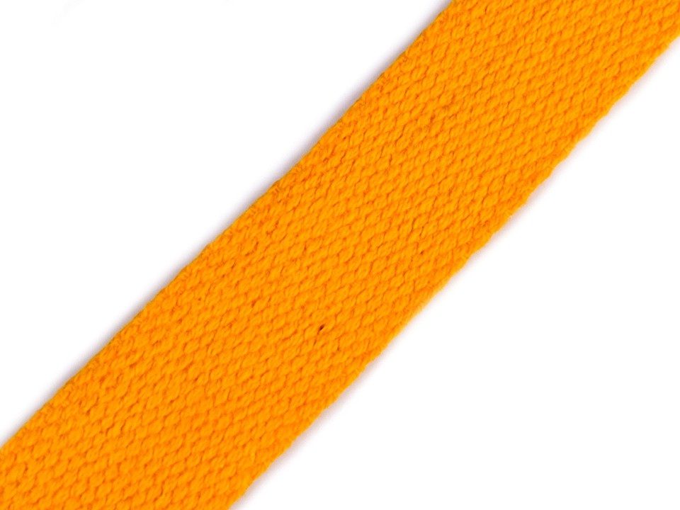 Bavlněný popruh šíře 25 mm, barva 8 oranžová střední