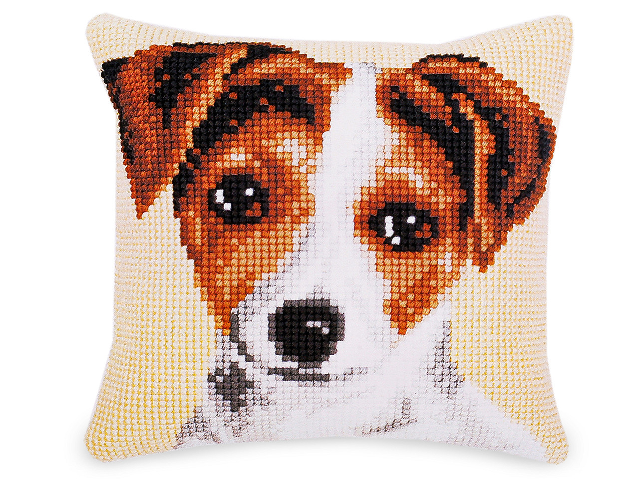 Kreativní sada povlak na polštář k vyšívání, barva 4 hnědá pejsek