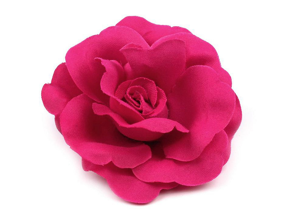 Brož / ozdoba růže Ø6 cm, barva 4 fuchsiová tm.