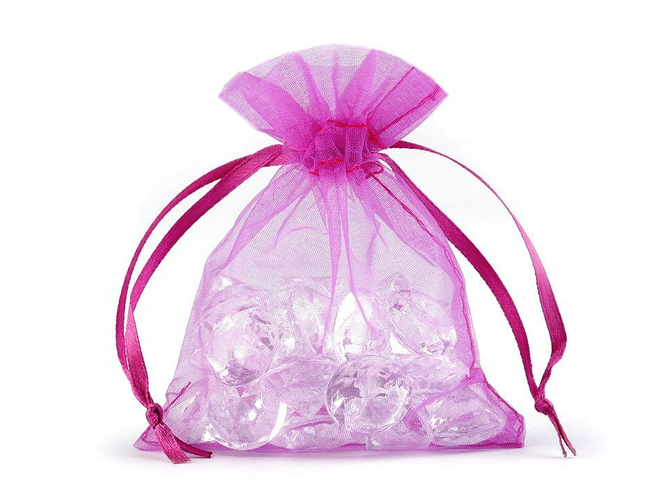 Dárkový pytlík 9x11 cm organza, barva 13 růžová pink