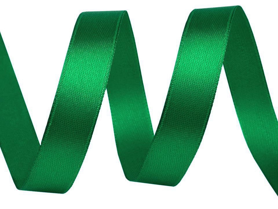 Atlasová stuha svazky po 5 m šíře 12 mm, barva 76 zelená irská