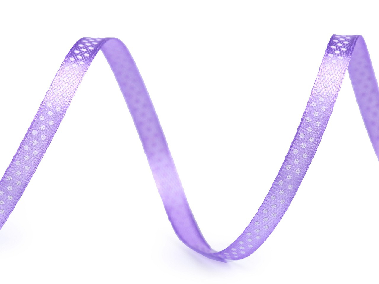 Saténová stuha s puntíky šíře 6 mm, barva 4 fialová lila