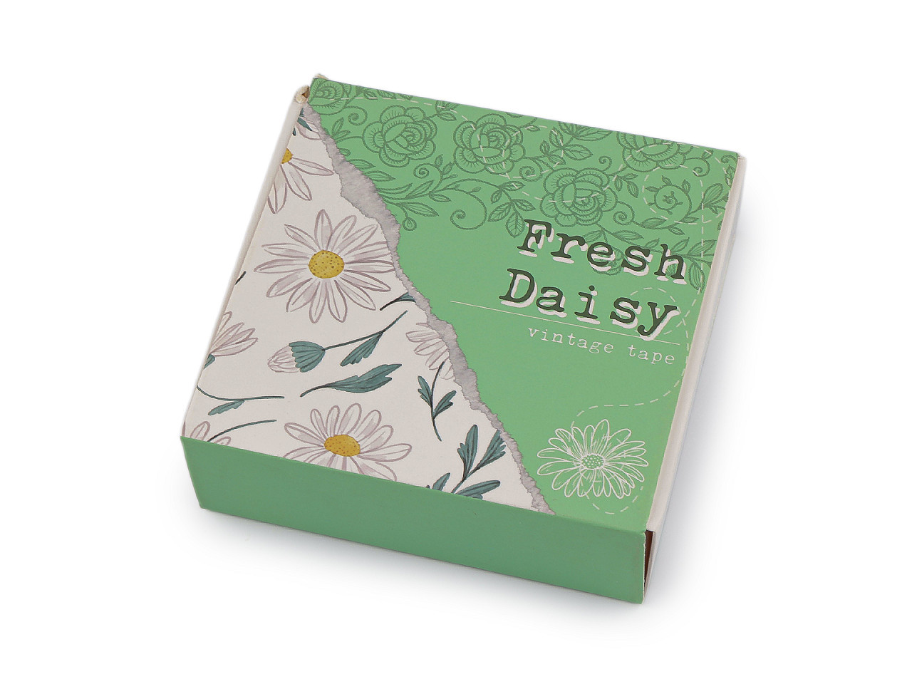 Washi ozdobná lepicí páska vintage sada, barva 4 mix kopretiny