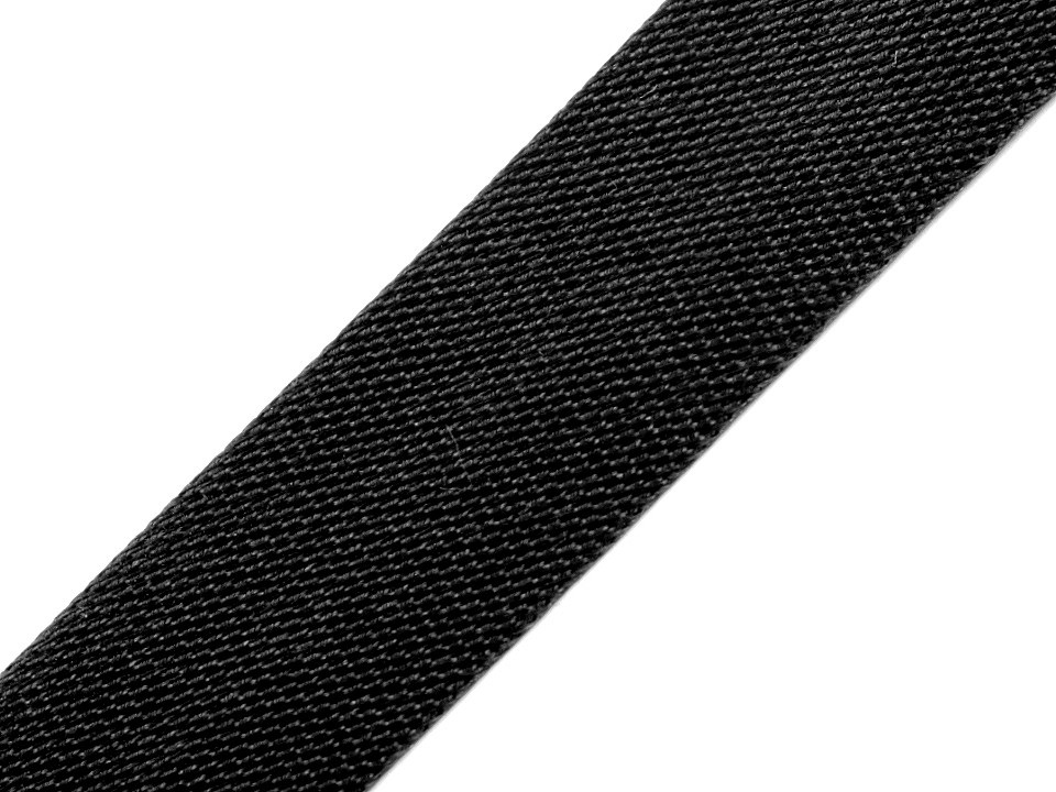 Šikmý proužek saténový šíře 15 mm zažehlený, barva 2177 černá