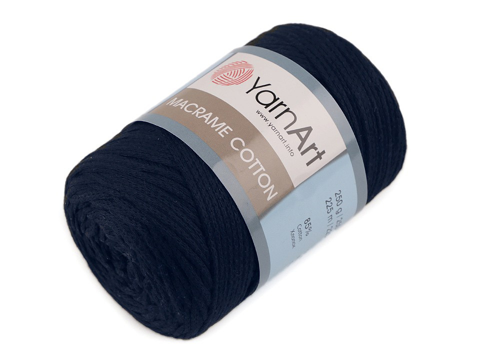 Pletací příze Macrame Cotton 250 g, barva 17 (784) modrá tmavá